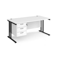 Maestro 25 cantilever 800mm deep desk with 3 drawer ped