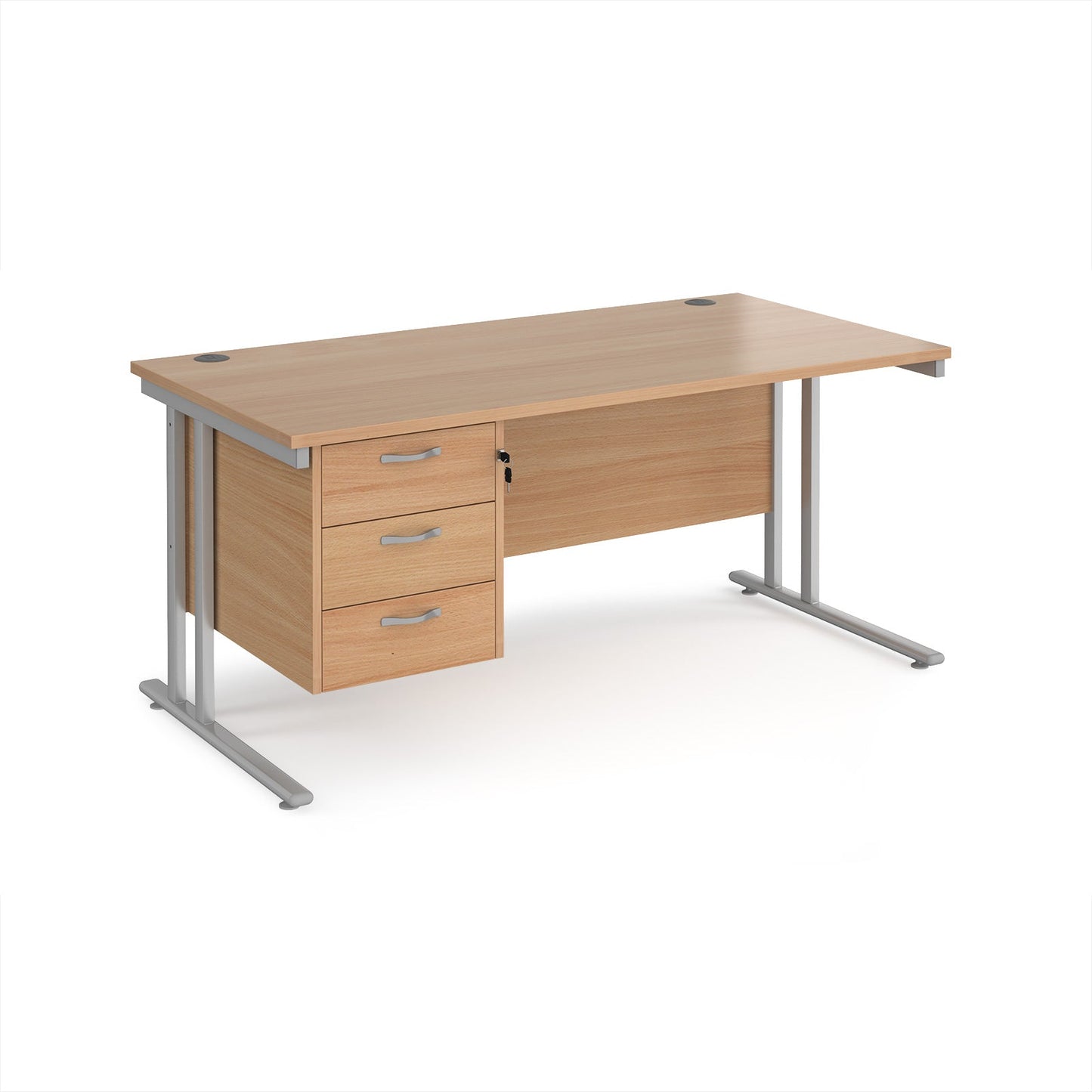 Maestro 25 cantilever 800mm deep desk with 3 drawer ped