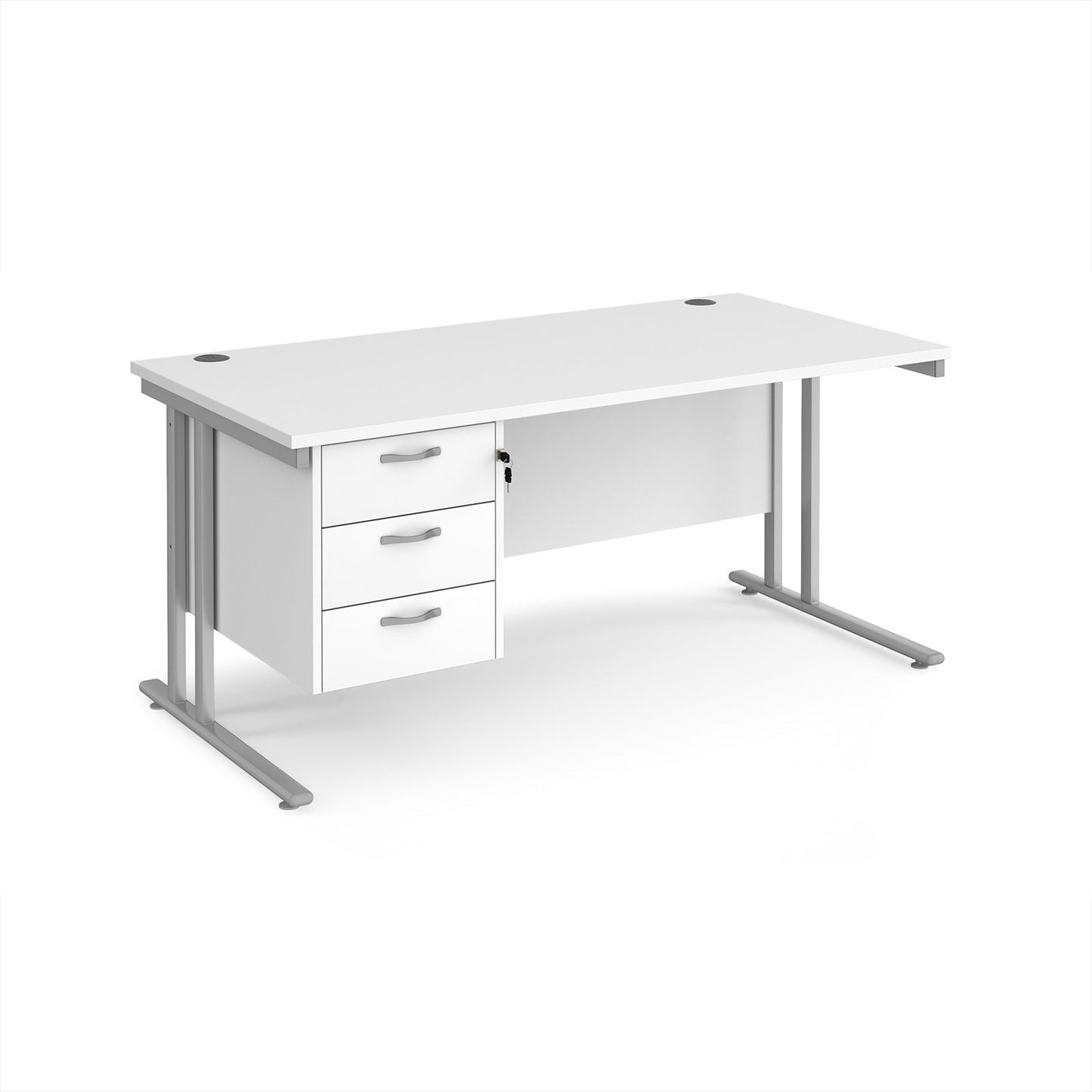Maestro 25 cantilever 800mm deep desk with 3 drawer ped