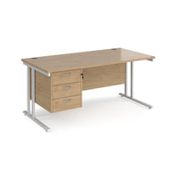 Maestro 25 cantilever 800mm deep desk with 3 drawer ped