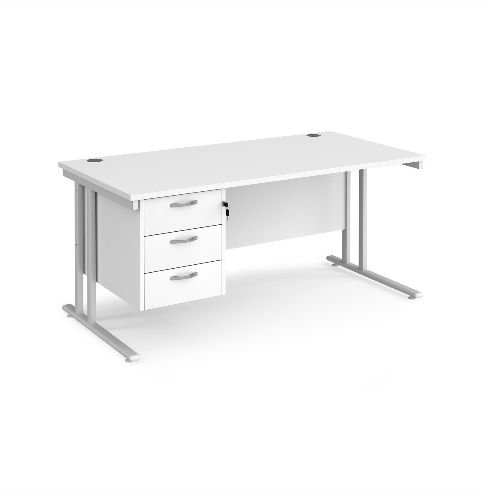 Maestro 25 cantilever 800mm deep desk with 3 drawer ped