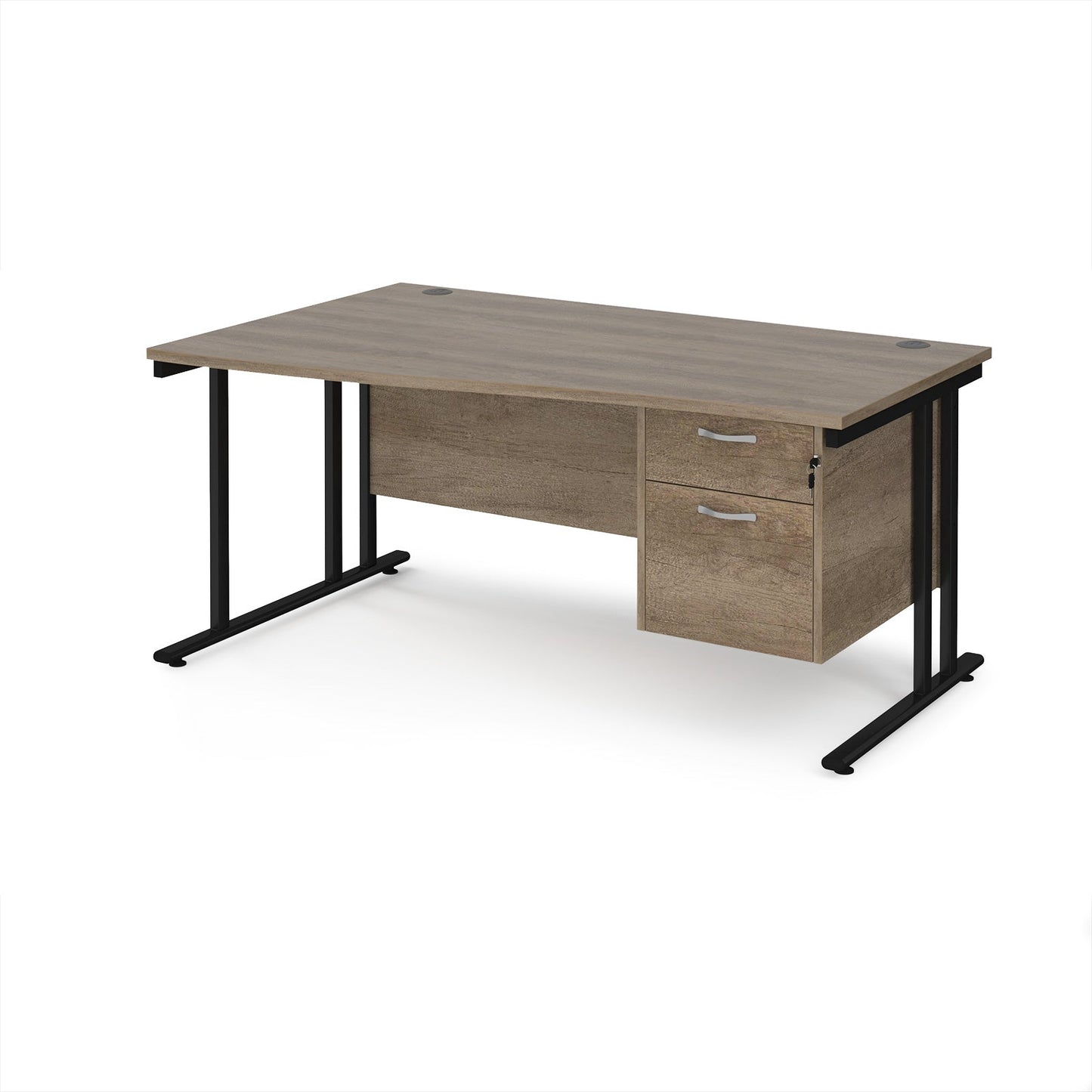Maestro 25 cantilever left hand wave desk with 2 drawer ped