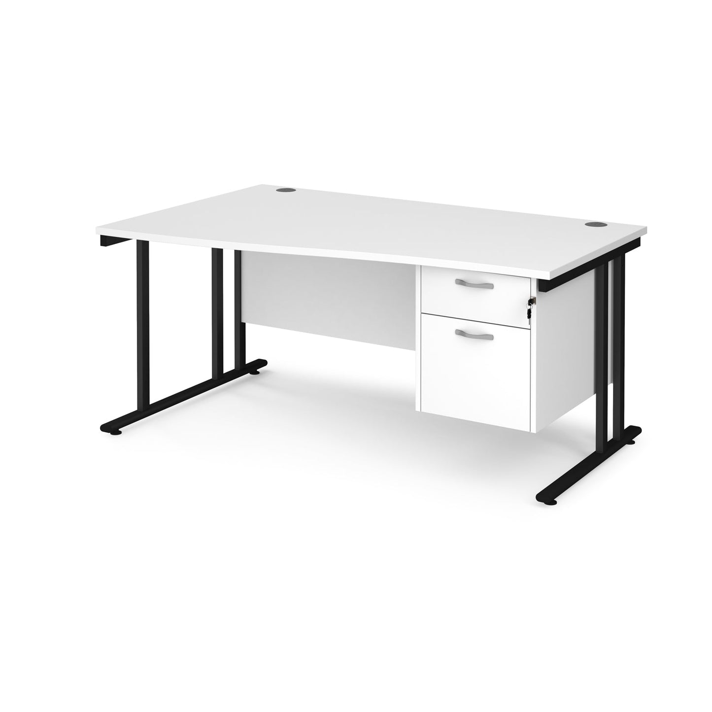 Maestro 25 cantilever left hand wave desk with 2 drawer ped