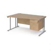 Maestro 25 cantilever left hand wave desk with 2 drawer ped