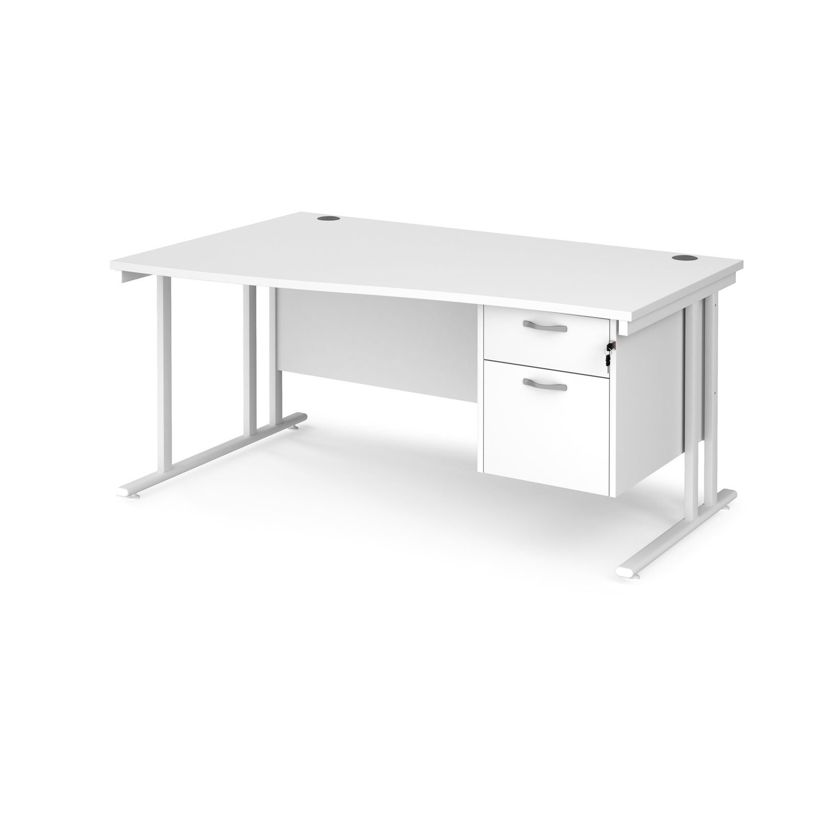Maestro 25 cantilever left hand wave desk with 2 drawer ped