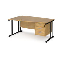 Maestro 25 cantilever left hand wave desk with 3 drawer ped