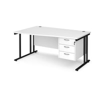 Maestro 25 cantilever left hand wave desk with 3 drawer ped