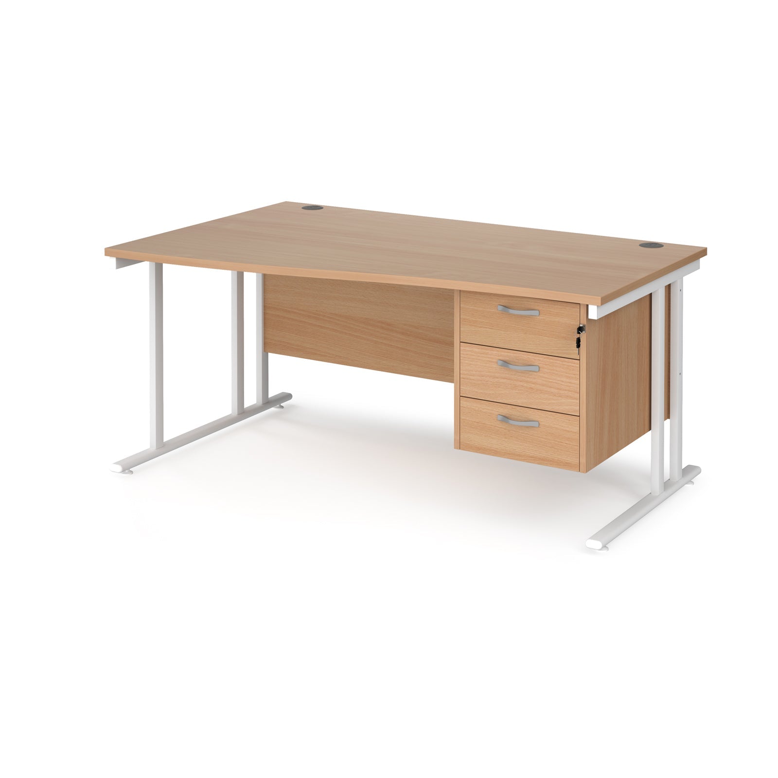 Maestro 25 Cantilever Left Hand Wave Desk With 3 Drawer Ped