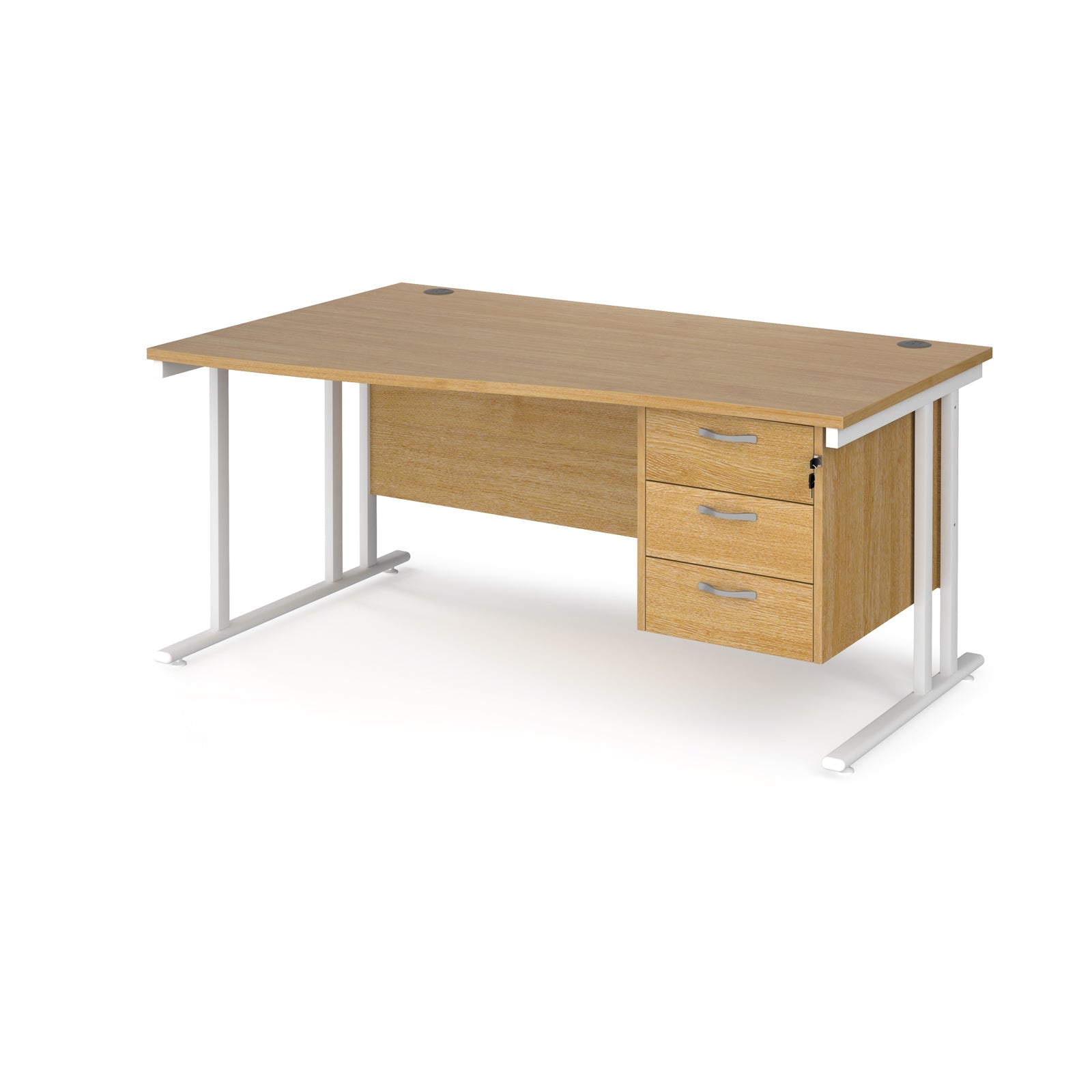 Maestro 25 Cantilever Left Hand Wave Desk With 3 Drawer Ped