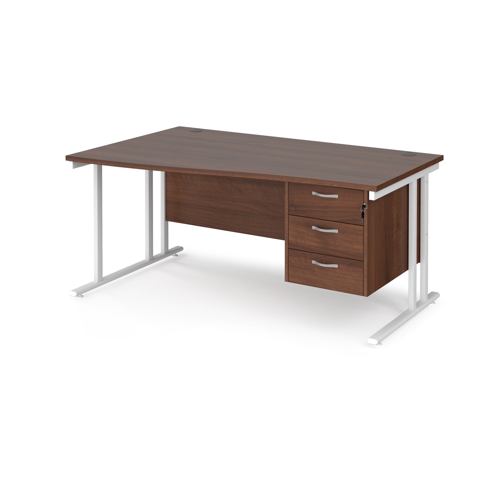 Maestro 25 Cantilever Left Hand Wave Desk With 3 Drawer Ped