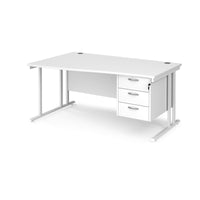 Maestro 25 cantilever left hand wave desk with 3 drawer ped