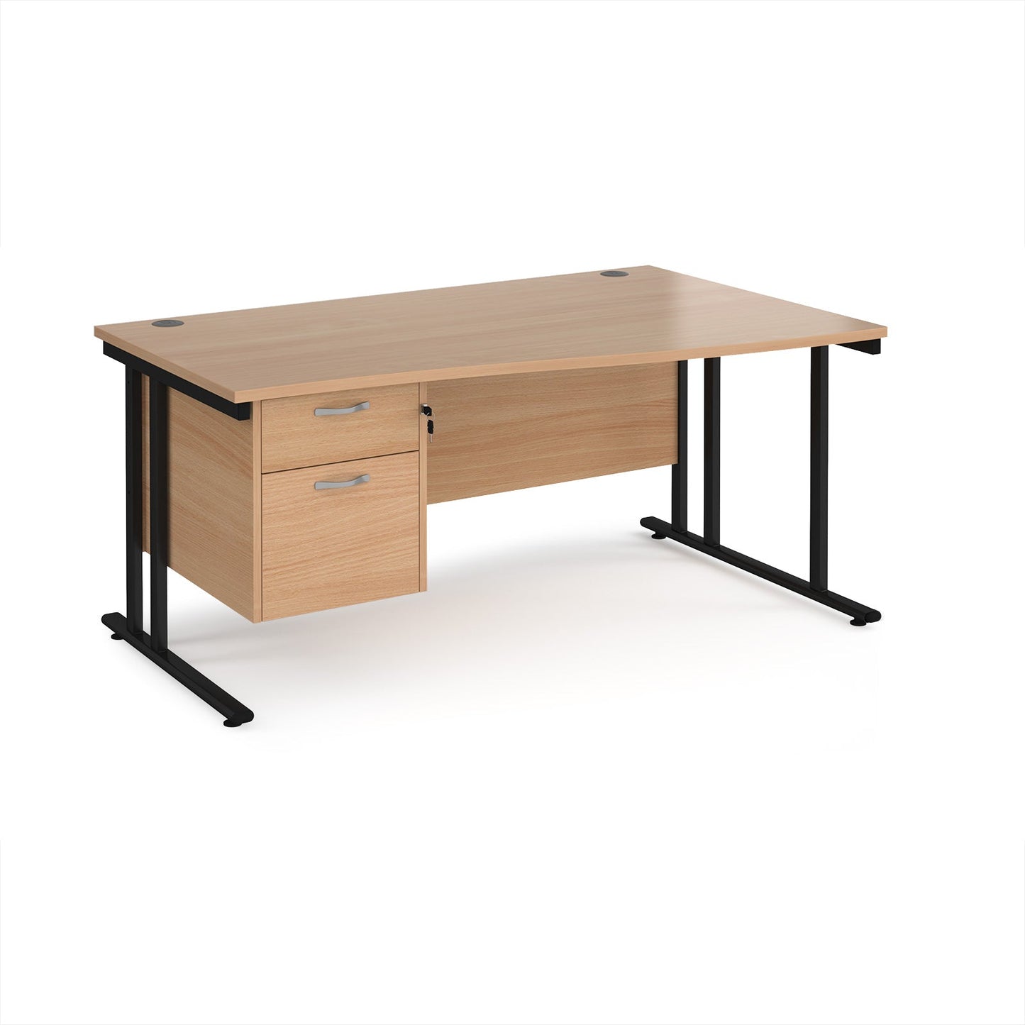 Maestro 25 cantilever right hand wave desk with 2 drawer ped