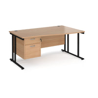 Maestro 25 cantilever right hand wave desk with 2 drawer ped