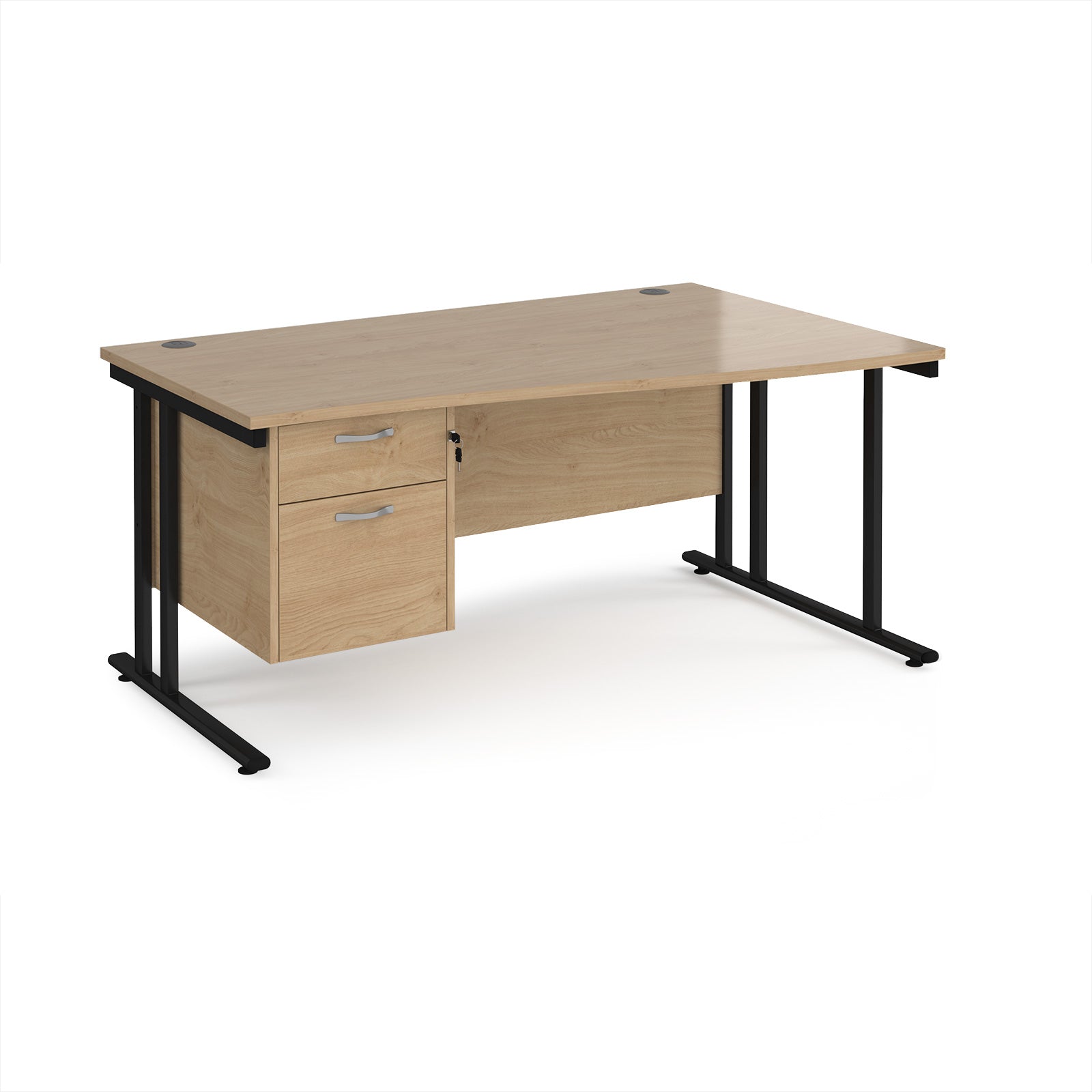 Maestro 25 cantilever right hand wave desk with 2 drawer ped