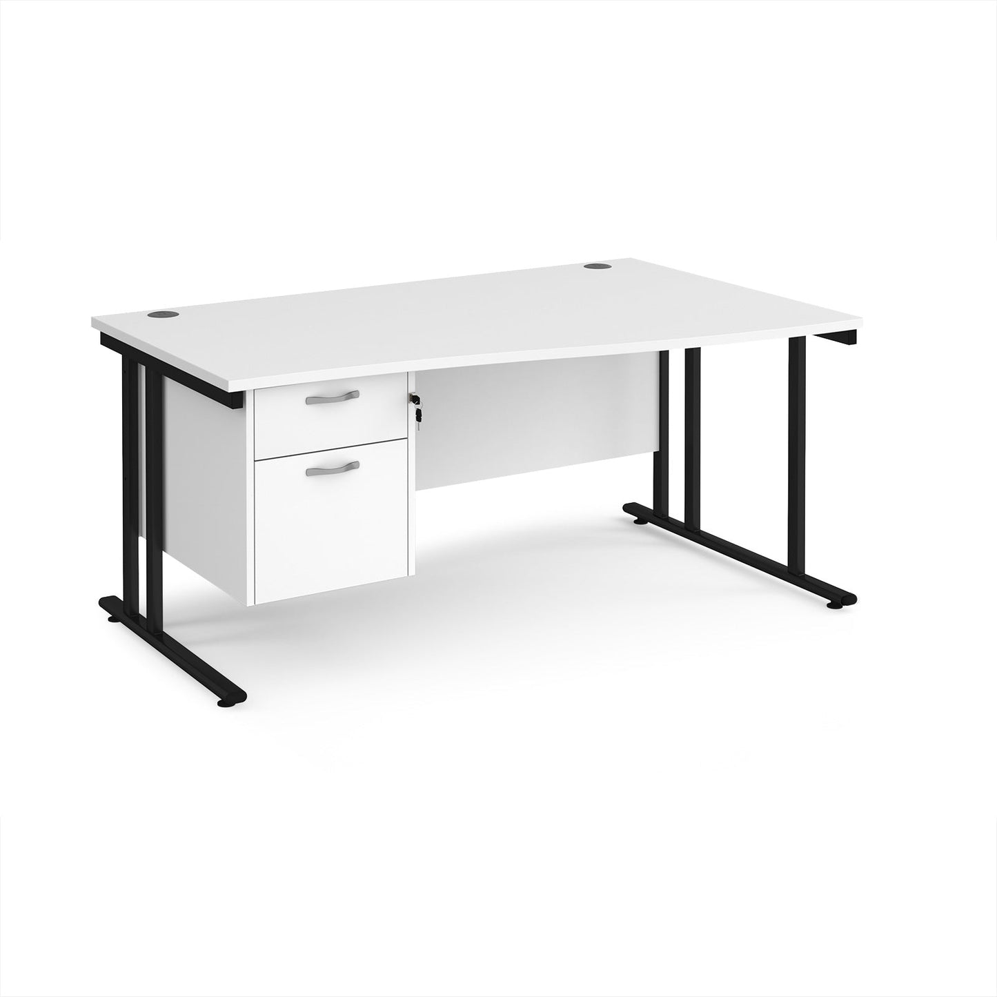 Maestro 25 cantilever right hand wave desk with 2 drawer ped