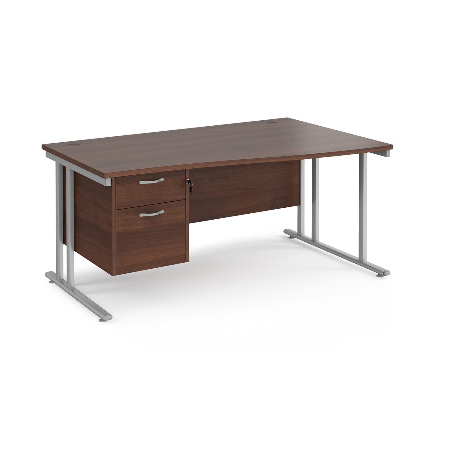 Maestro 25 cantilever right hand wave desk with 2 drawer ped