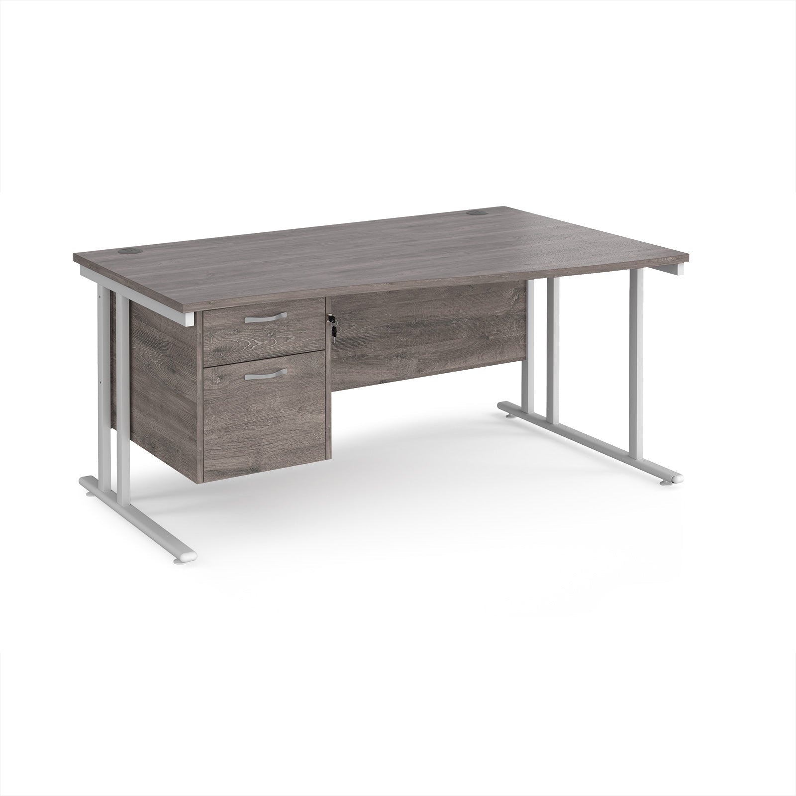 Maestro 25 cantilever right hand wave desk with 2 drawer ped