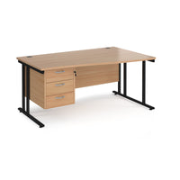 Maestro 25 cantilever right hand wave desk with 3 drawer ped