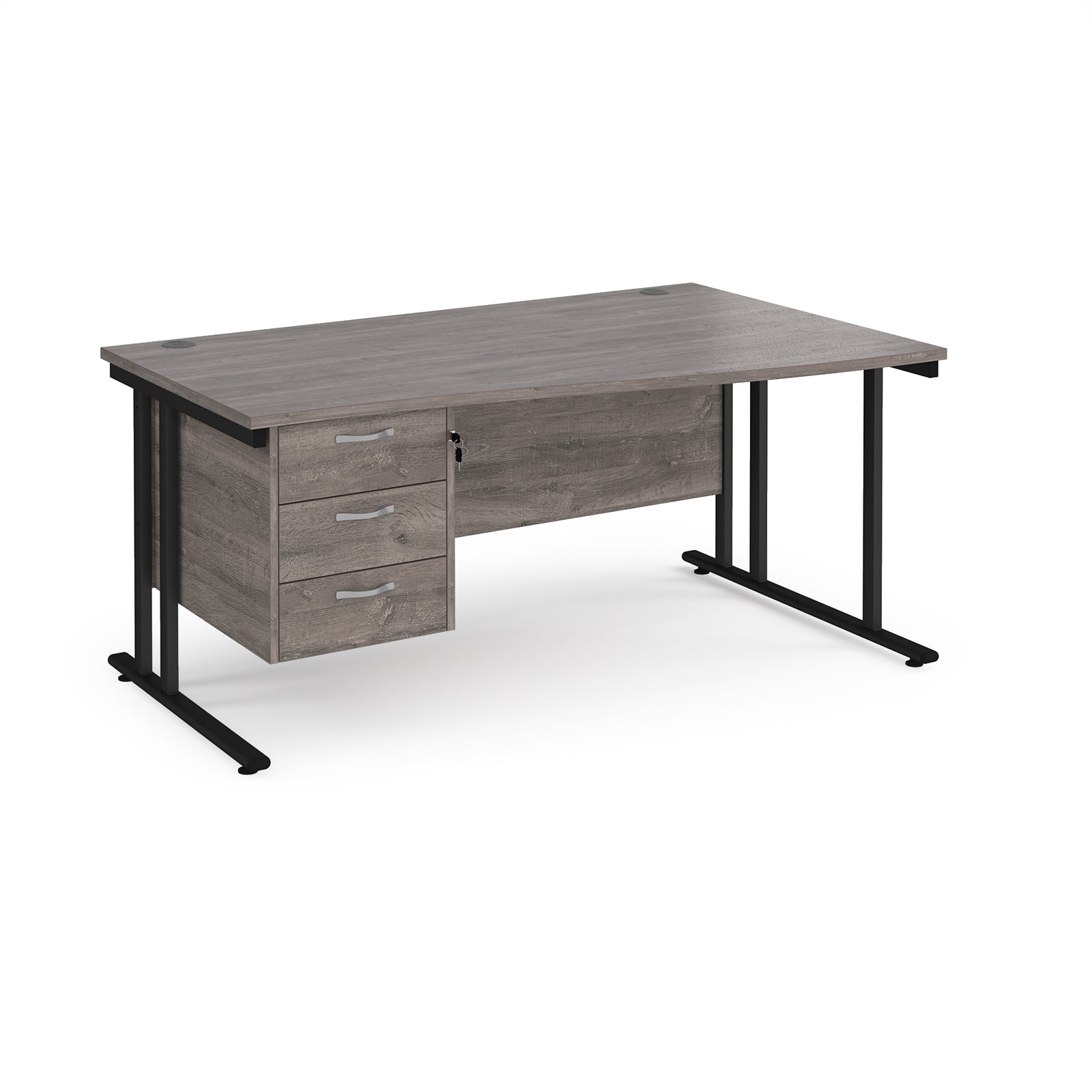 Maestro 25 Cantilever Right Hand Wave Desk With 3 Drawer Ped