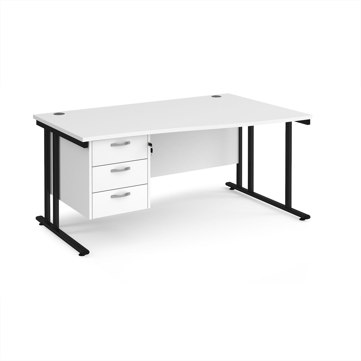 Maestro 25 cantilever right hand wave desk with 3 drawer ped