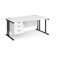 Maestro 25 cantilever right hand wave desk with 3 drawer ped