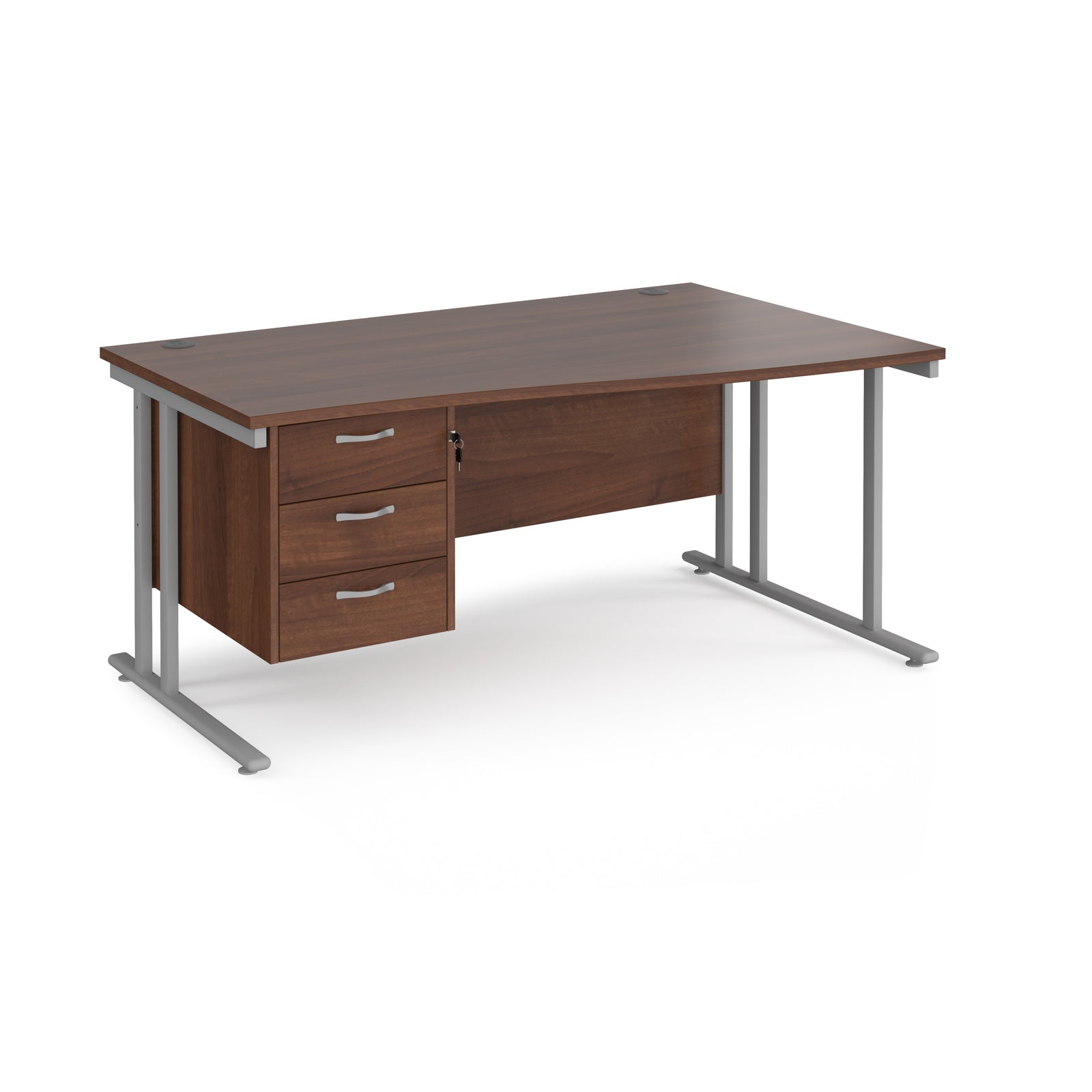 Maestro 25 Cantilever Right Hand Wave Desk With 3 Drawer Ped