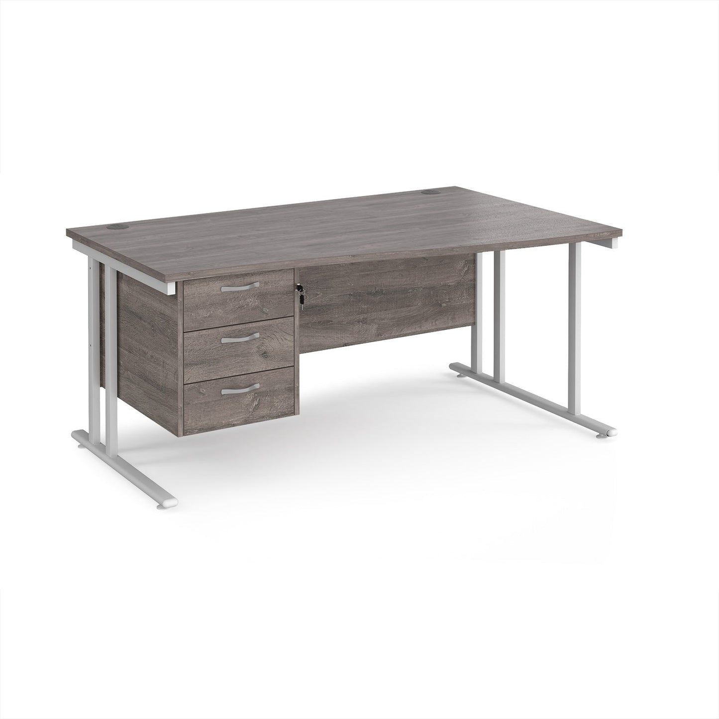 Maestro 25 cantilever right hand wave desk with 3 drawer ped