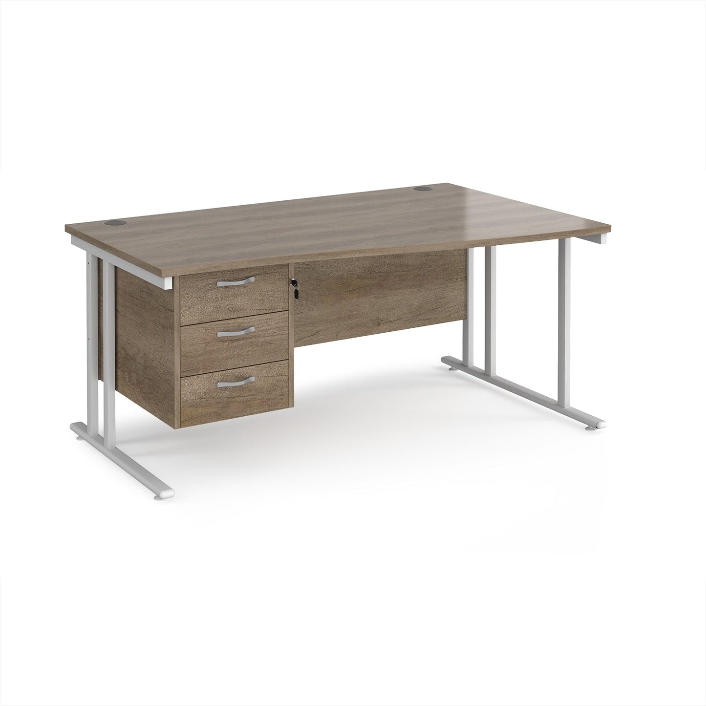 Maestro 25 cantilever right hand wave desk with 3 drawer ped
