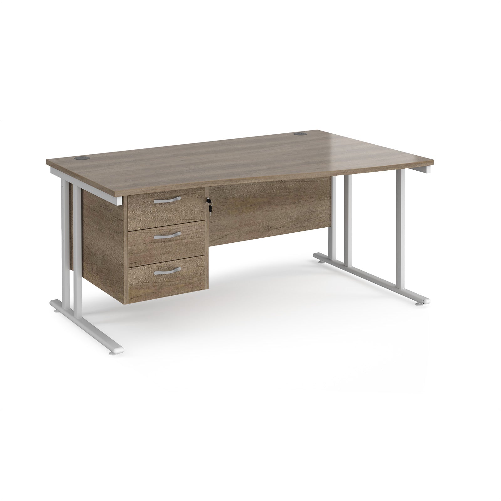 Maestro 25 cantilever right hand wave desk with 3 drawer ped