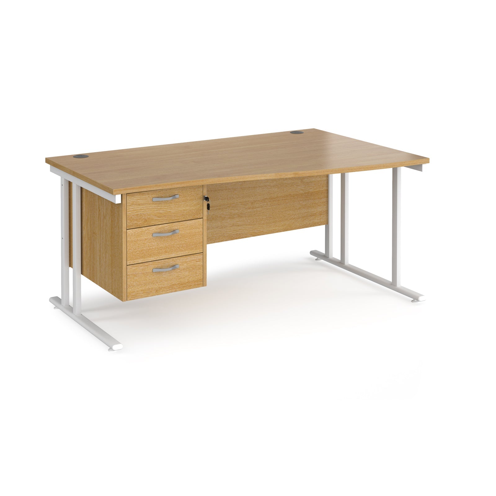 Maestro 25 Cantilever Right Hand Wave Desk With 3 Drawer Ped