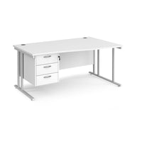 Maestro 25 cantilever right hand wave desk with 3 drawer ped