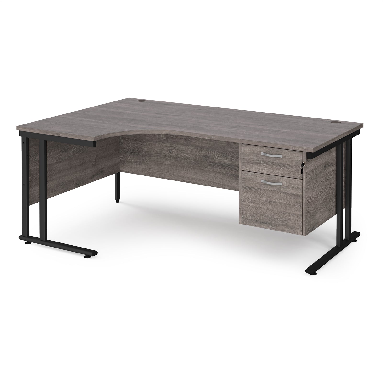 Maestro 25 cantilever left hand ergonomic desk with 2 drawer ped