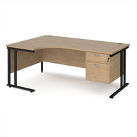 Maestro 25 cantilever left hand ergonomic desk with 2 drawer ped