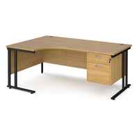 Maestro 25 cantilever left hand ergonomic desk with 2 drawer ped