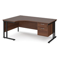 Maestro 25 cantilever left hand ergonomic desk with 2 drawer ped