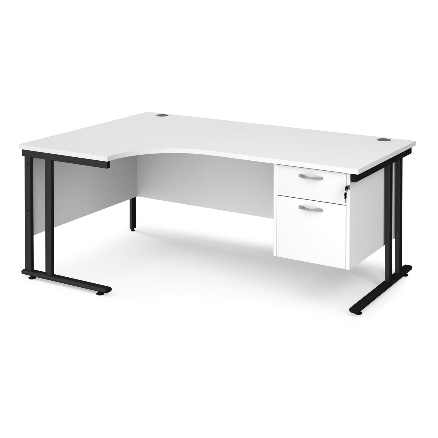 Maestro 25 cantilever left hand ergonomic desk with 2 drawer ped
