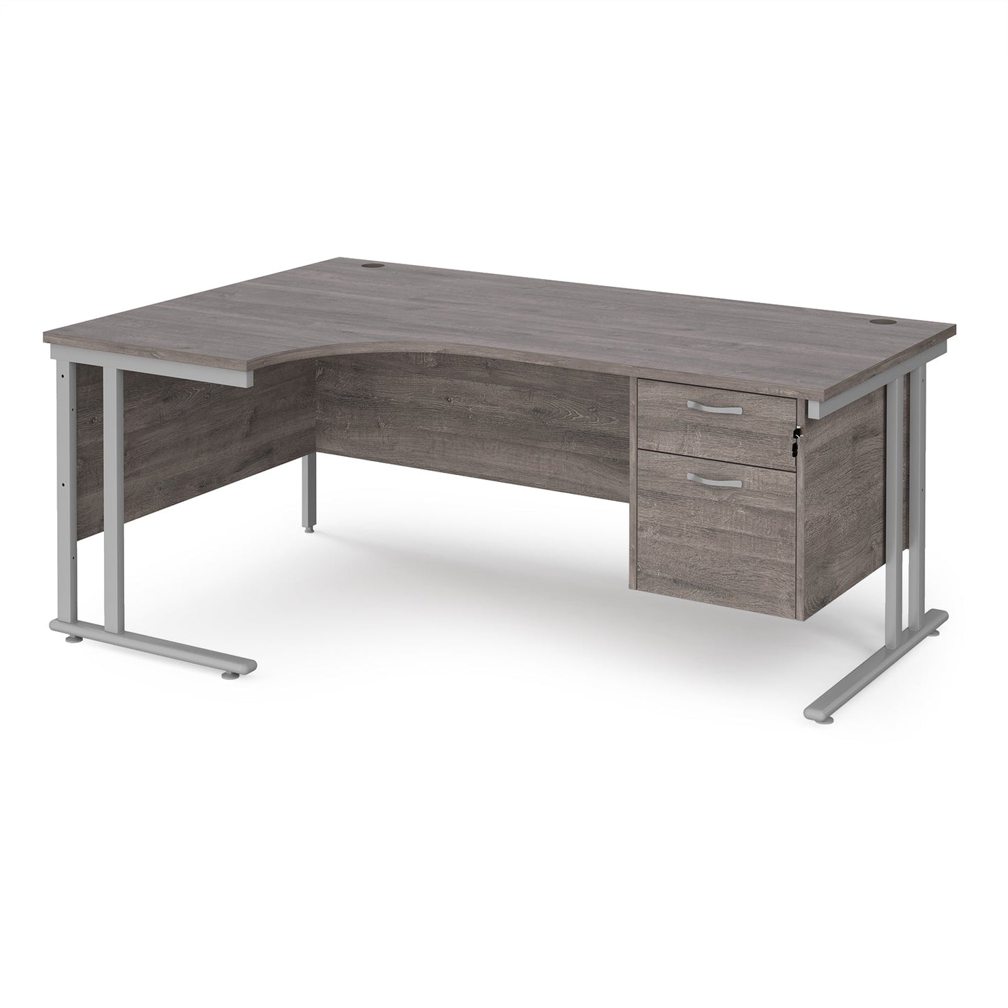 Maestro 25 cantilever left hand ergonomic desk with 2 drawer ped