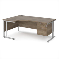 Maestro 25 cantilever left hand ergonomic desk with 2 drawer ped