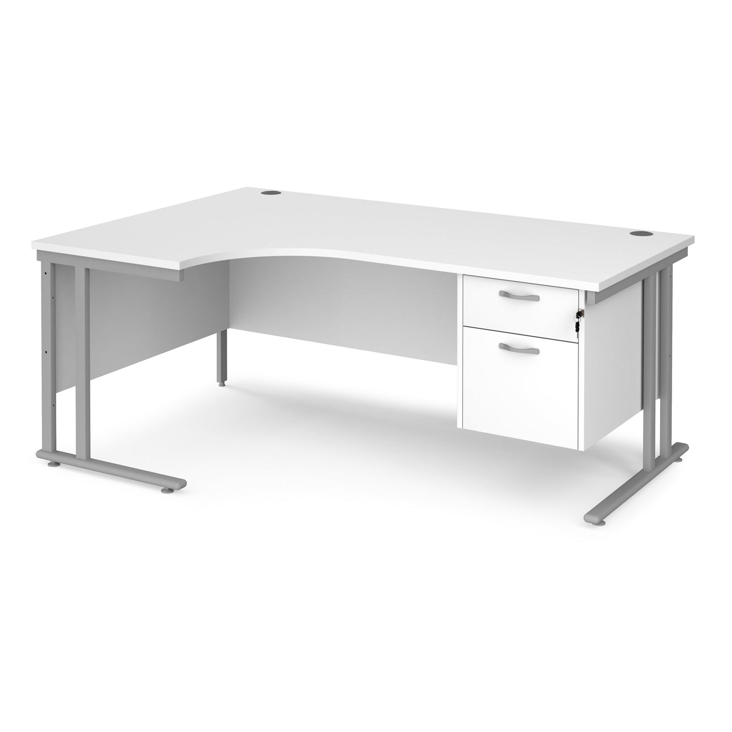 Maestro 25 cantilever left hand ergonomic desk with 2 drawer ped