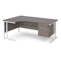 Maestro 25 cantilever left hand ergonomic desk with 2 drawer ped