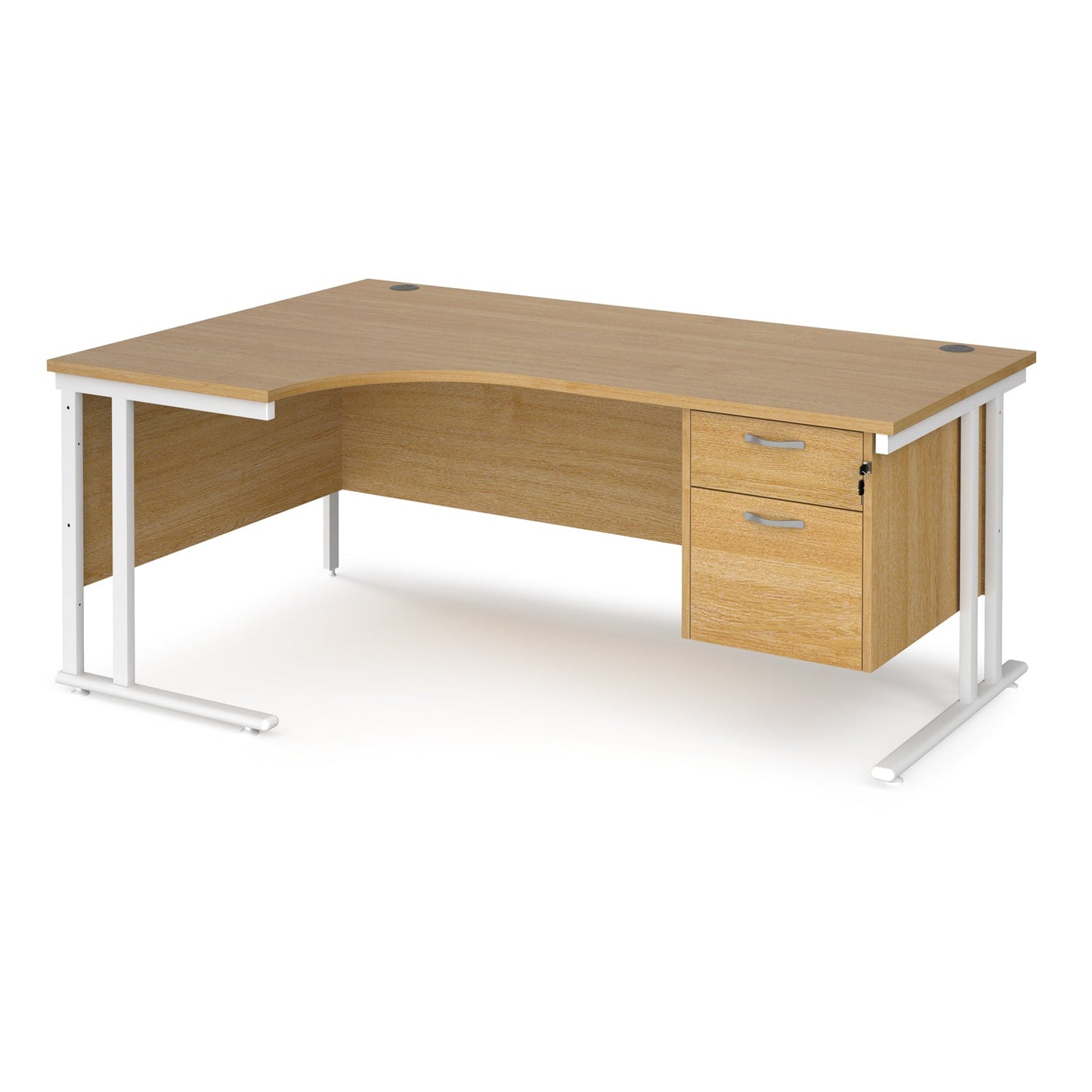 Maestro 25 cantilever left hand ergonomic desk with 2 drawer ped