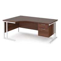 Maestro 25 cantilever left hand ergonomic desk with 2 drawer ped