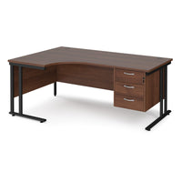 Maestro 25 cantilever left hand ergonomic desk with 3 drawer ped