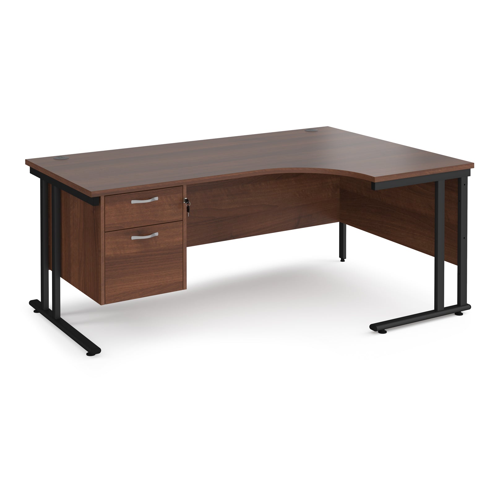 Maestro 25 cantilever right hand ergonomic desk with 2 drawer ped