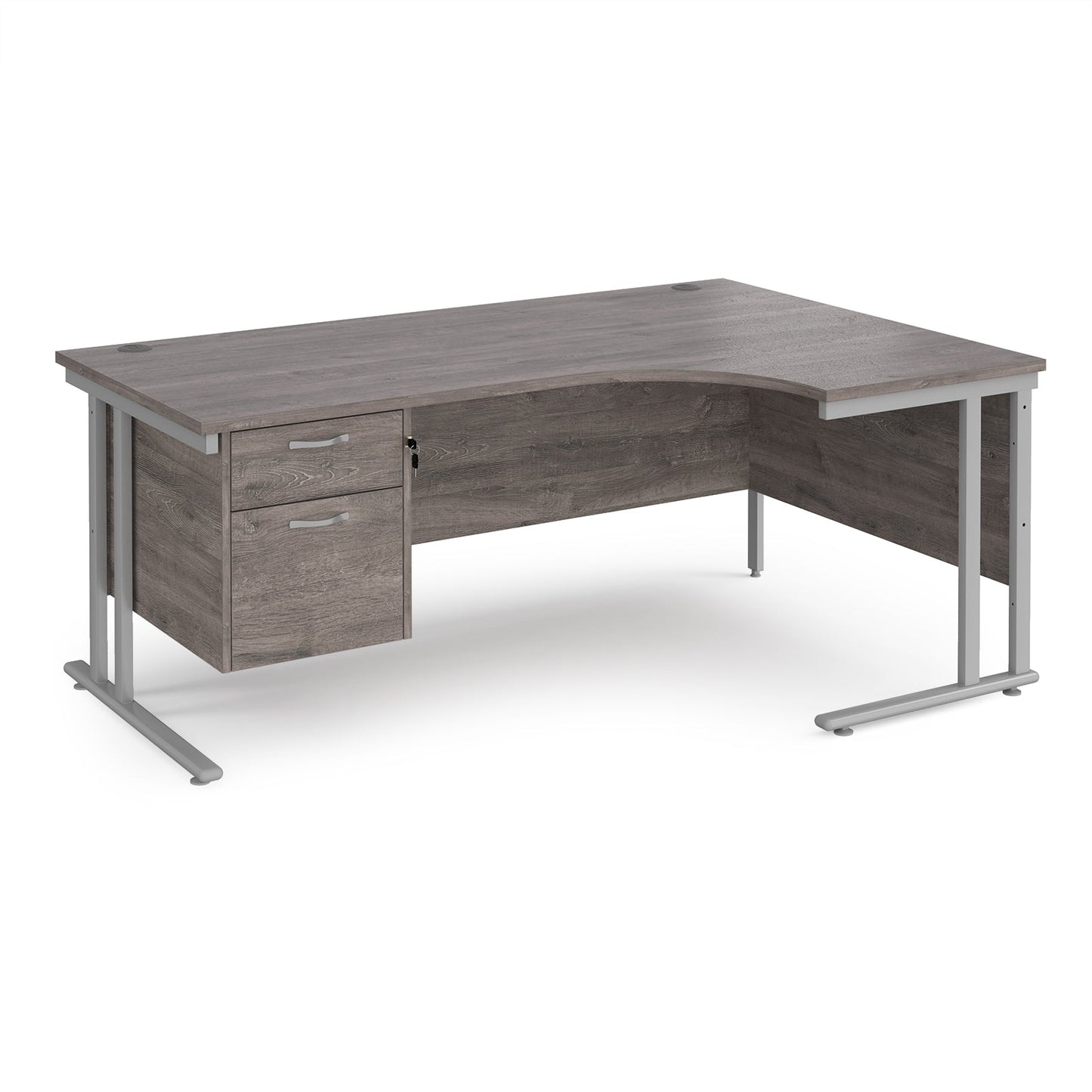 Maestro 25 cantilever right hand ergonomic desk with 2 drawer ped