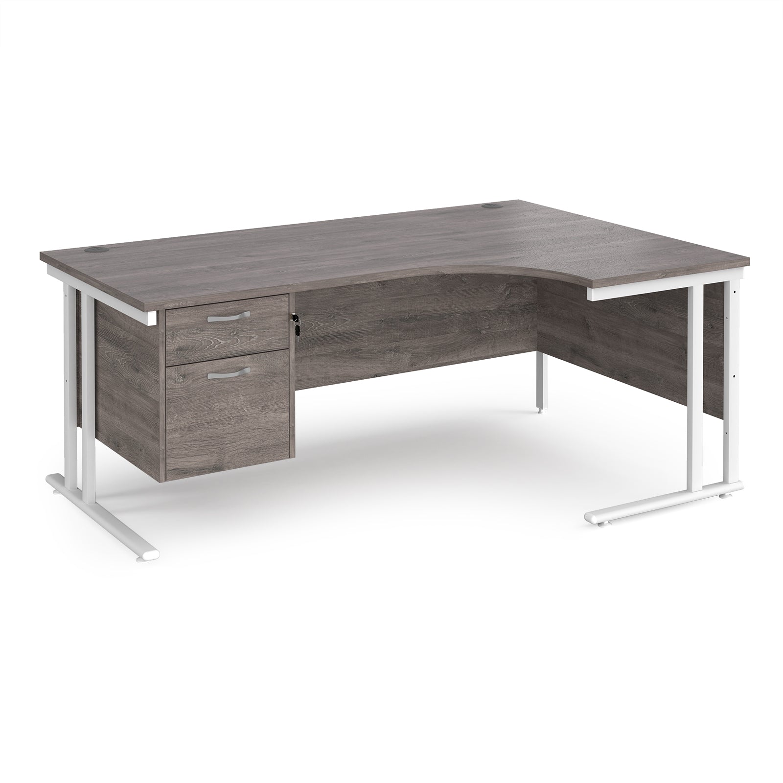 Maestro 25 cantilever right hand ergonomic desk with 2 drawer ped