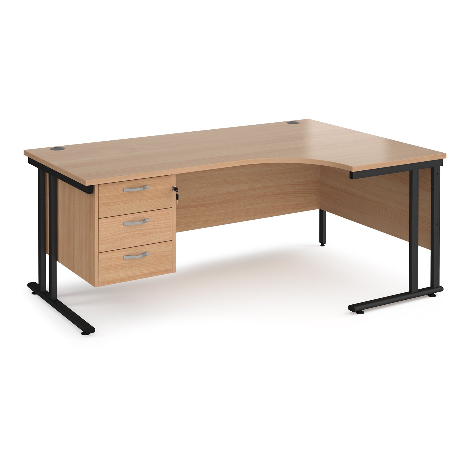 Maestro 25 Cantilever Right Hand Ergonomic Desk With 3 Drawer Ped