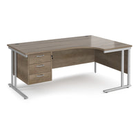 Maestro 25 cantilever right hand ergonomic desk with 3 drawer ped