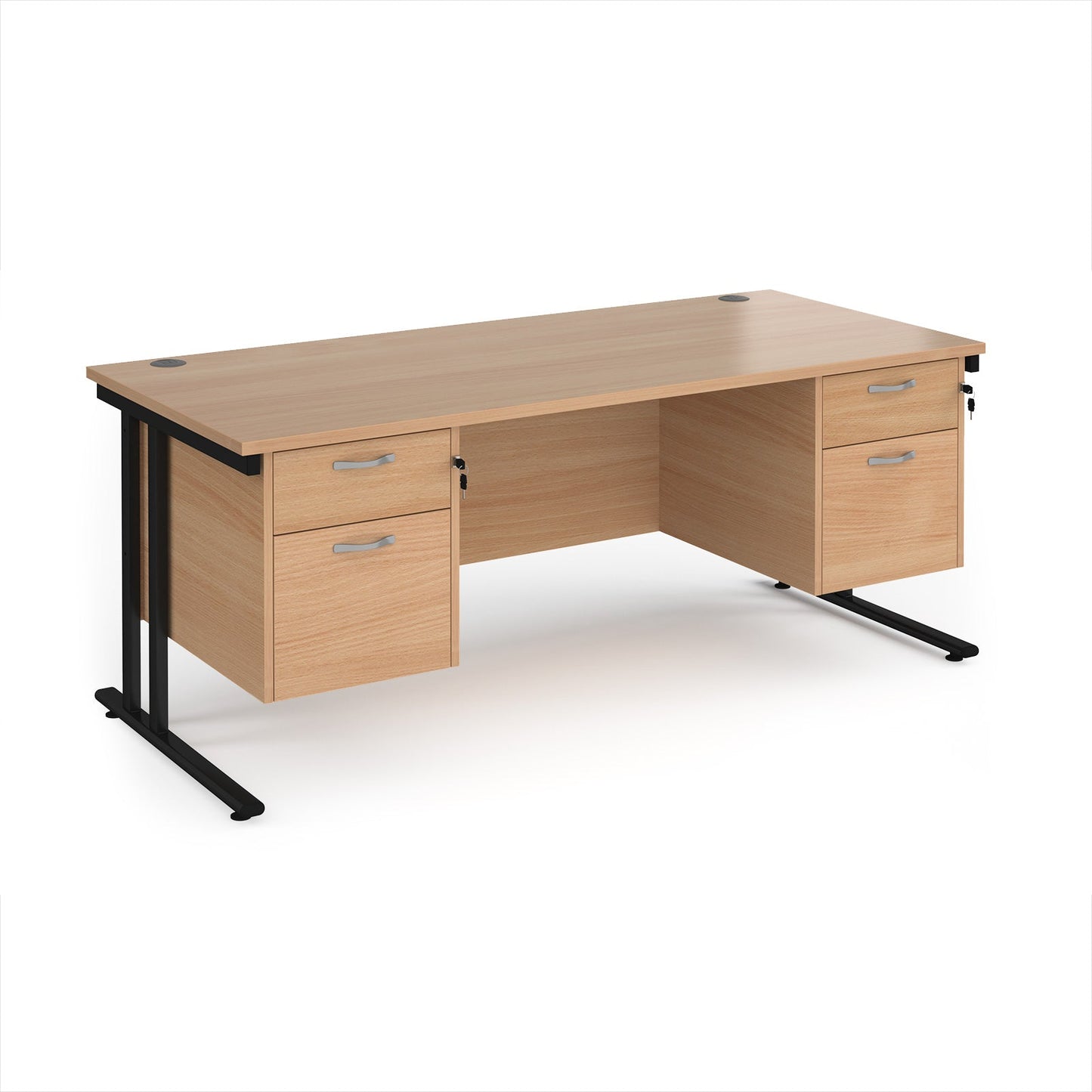 Maestro 25 cantilever 800mm deep desk with 2 x 2 drawer peds