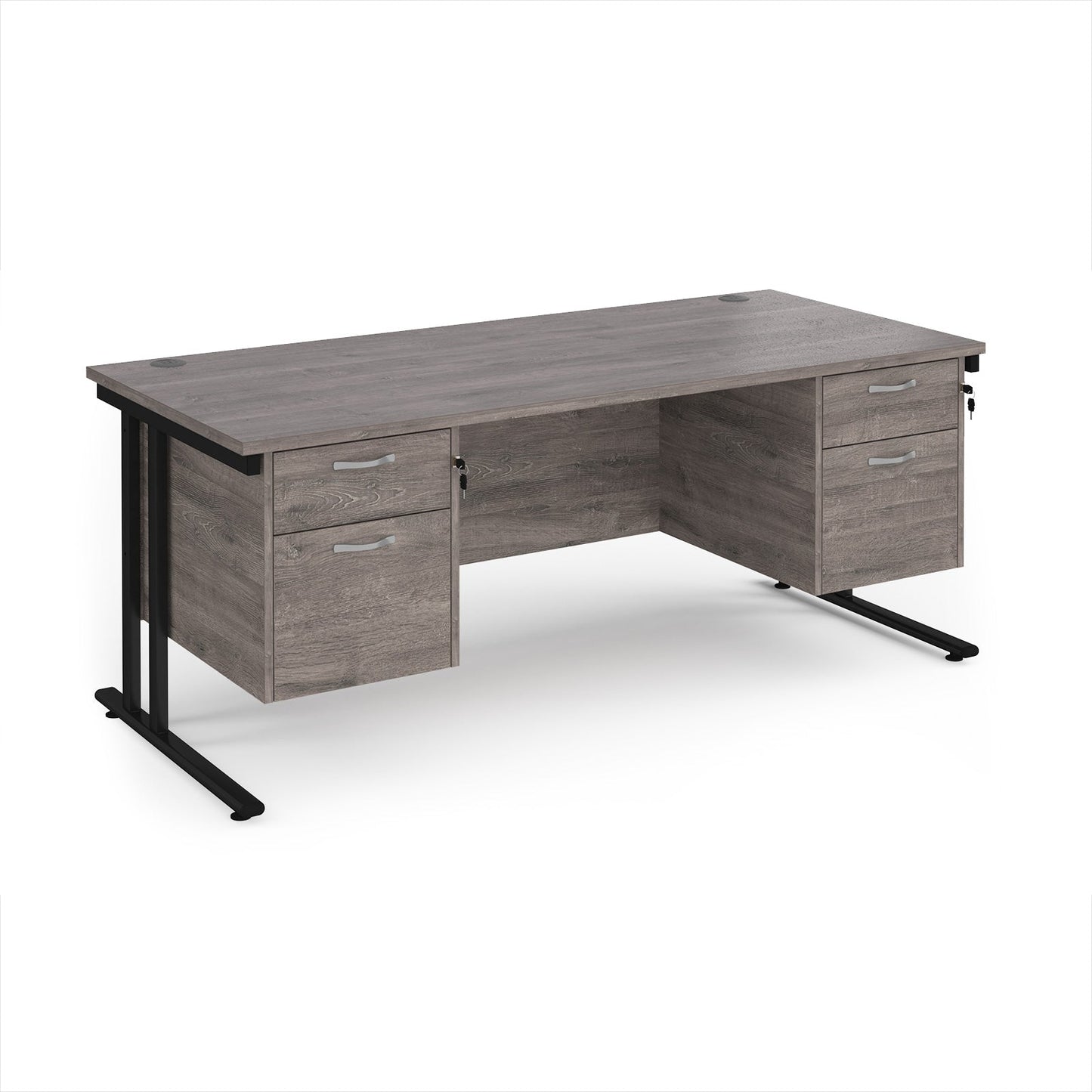 Maestro 25 cantilever 800mm deep desk with 2 x 2 drawer peds
